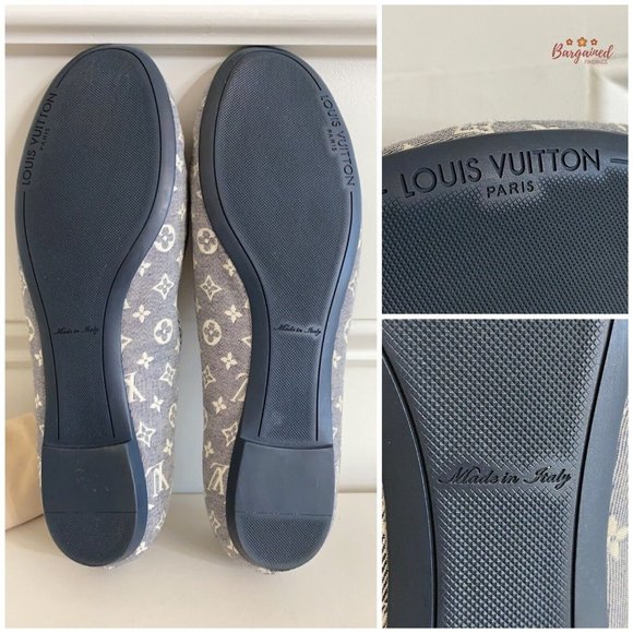 Authentic Louis Vuitton Blue Mini Lin Monogram Canvas Debbie Ballet Flats 6.5 - Picture 8 of 13